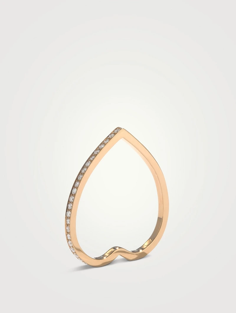 Antifer 18K Rose Gold Heart Ring With Pavé Diamonds