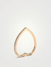 Antifer 18K Rose Gold Heart Ring With Pavé Diamonds