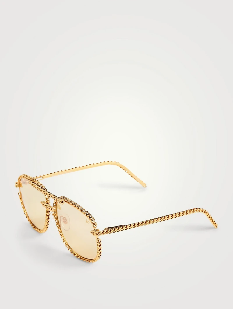 VF Full Cuban Rope 24K Gold Aviator Sunglasses
