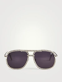 VF Full Cuban Rope 24K White Gold Aviator Sunglasses