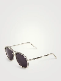 VF Full Cuban Rope 24K White Gold Aviator Sunglasses