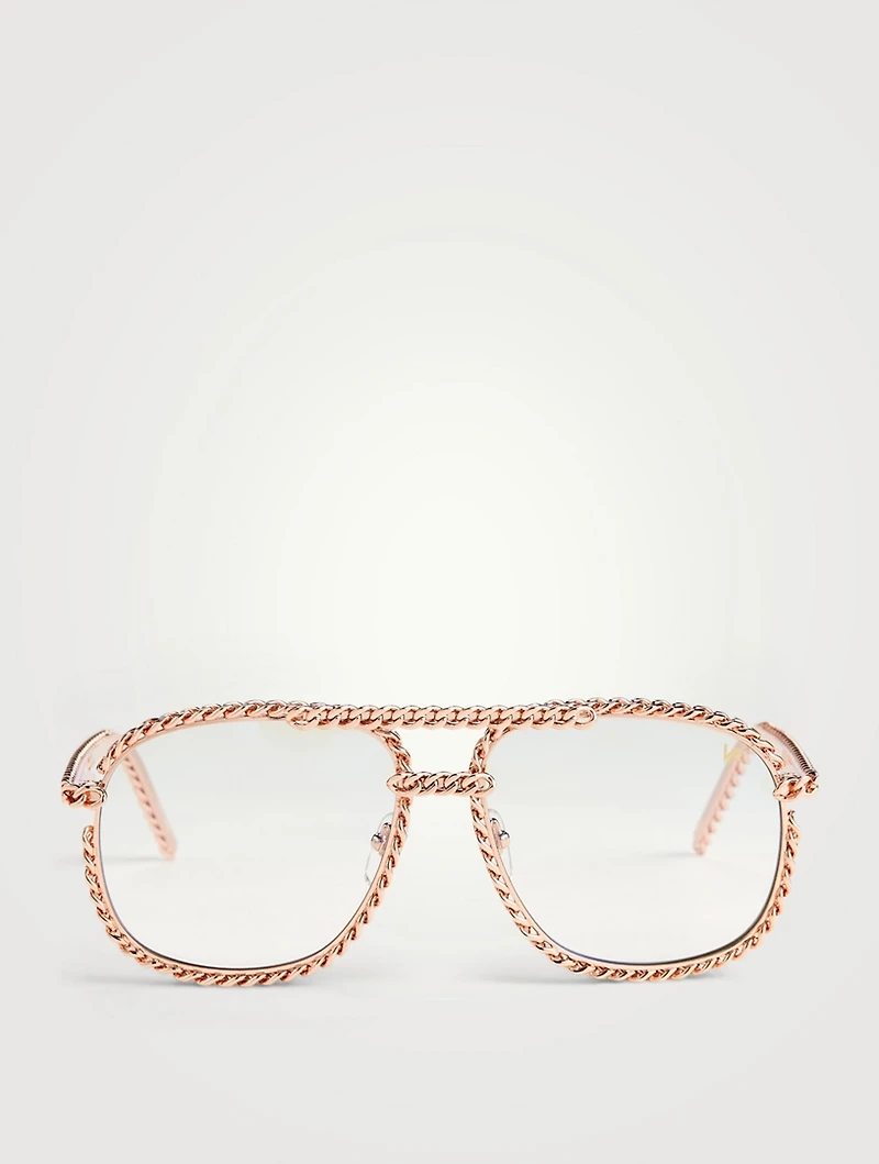 VF Full Cuban Rope 24K Rose Gold Aviator Sunglasses