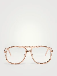 VF Full Cuban Rope 24K Rose Gold Aviator Sunglasses