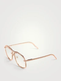 VF Full Cuban Rope 24K Rose Gold Aviator Sunglasses