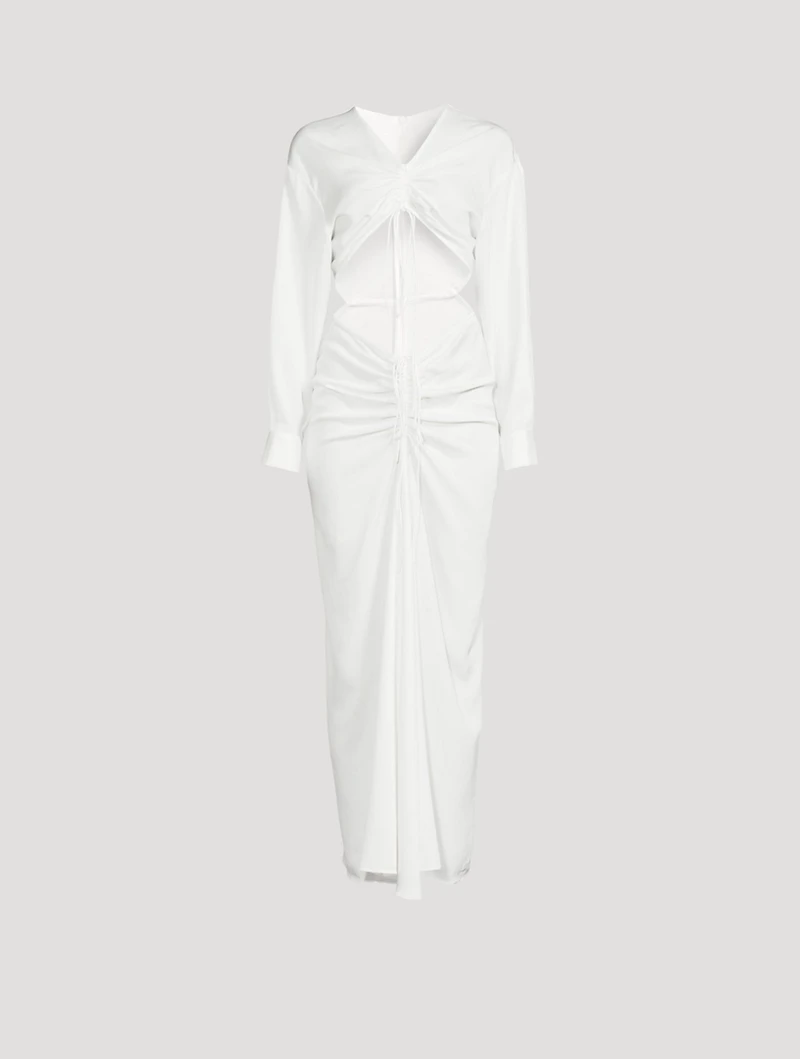 Ruched Disconnect Long Shirt Dress