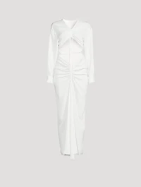 Ruched Disconnect Long Shirt Dress