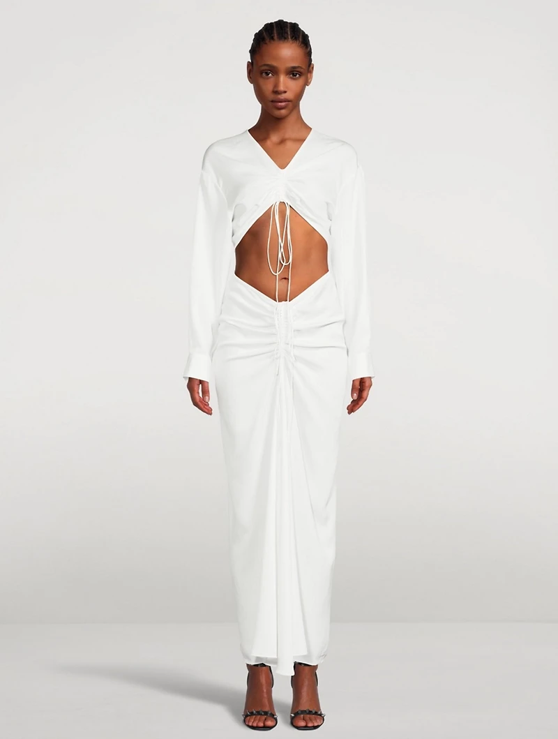 Ruched Disconnect Long Shirt Dress