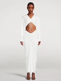 Ruched Disconnect Long Shirt Dress