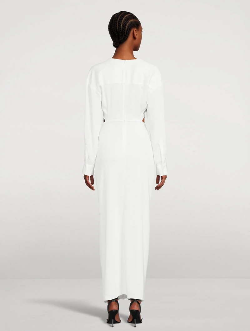 Ruched Disconnect Long Shirt Dress