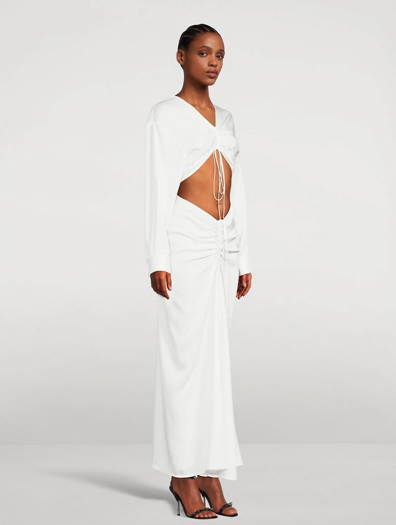 Ruched Disconnect Long Shirt Dress