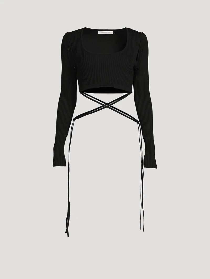 Deconstruct Knit-Tie Crop Top