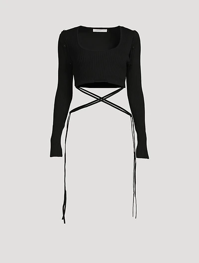 Deconstruct Knit-Tie Crop Top