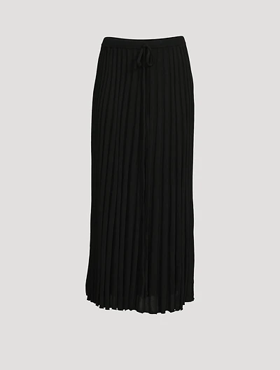 Pleated Knit-Tie Long Skirt