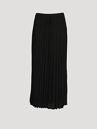 Pleated Knit-Tie Long Skirt