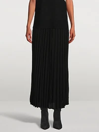 Pleated Knit-Tie Long Skirt
