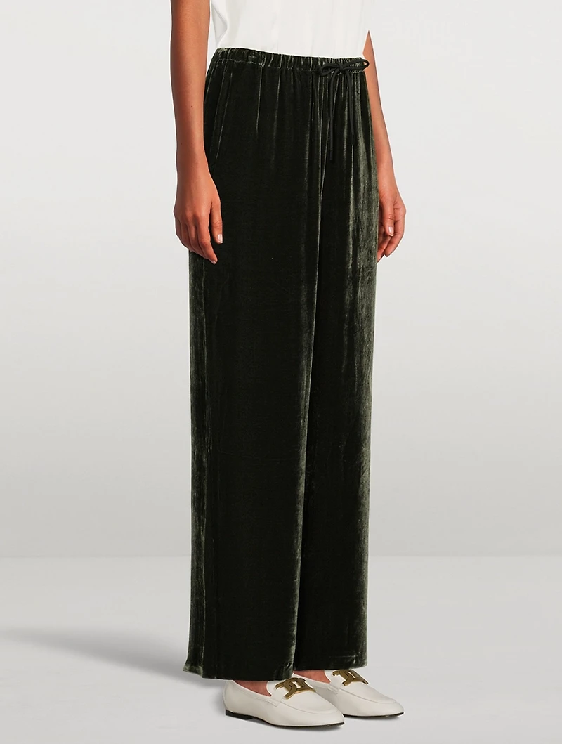 Velvet Wide-Leg Pants