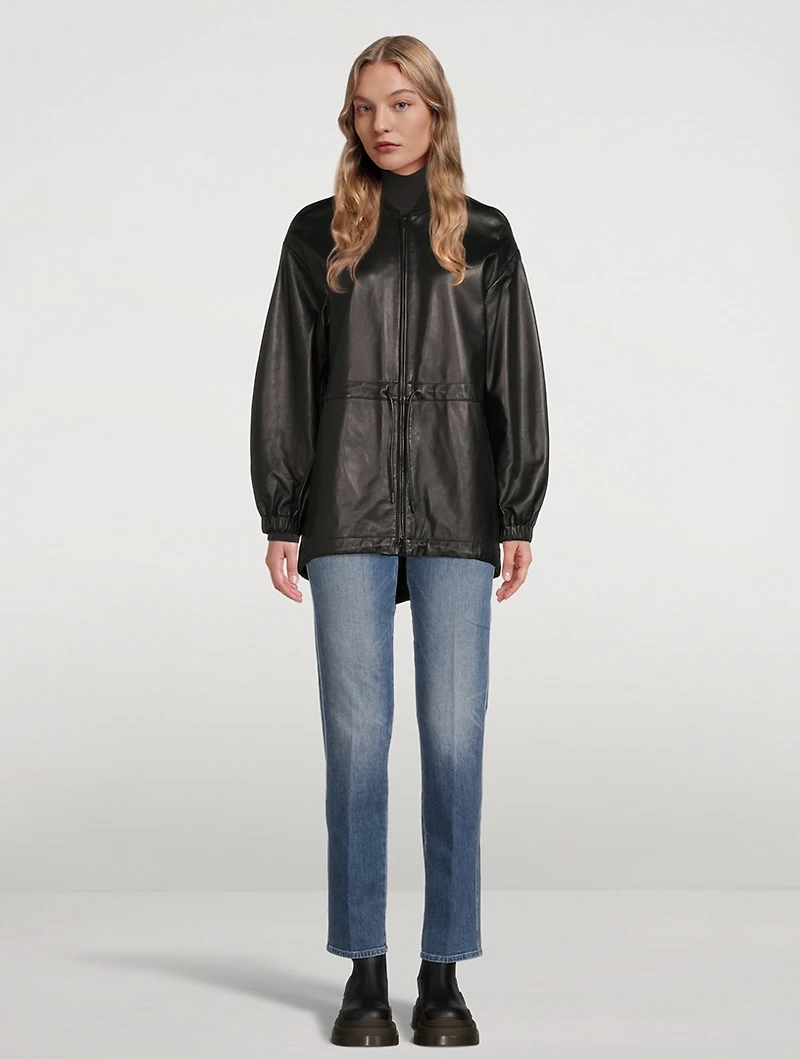 Zip-Up Leather Anorak