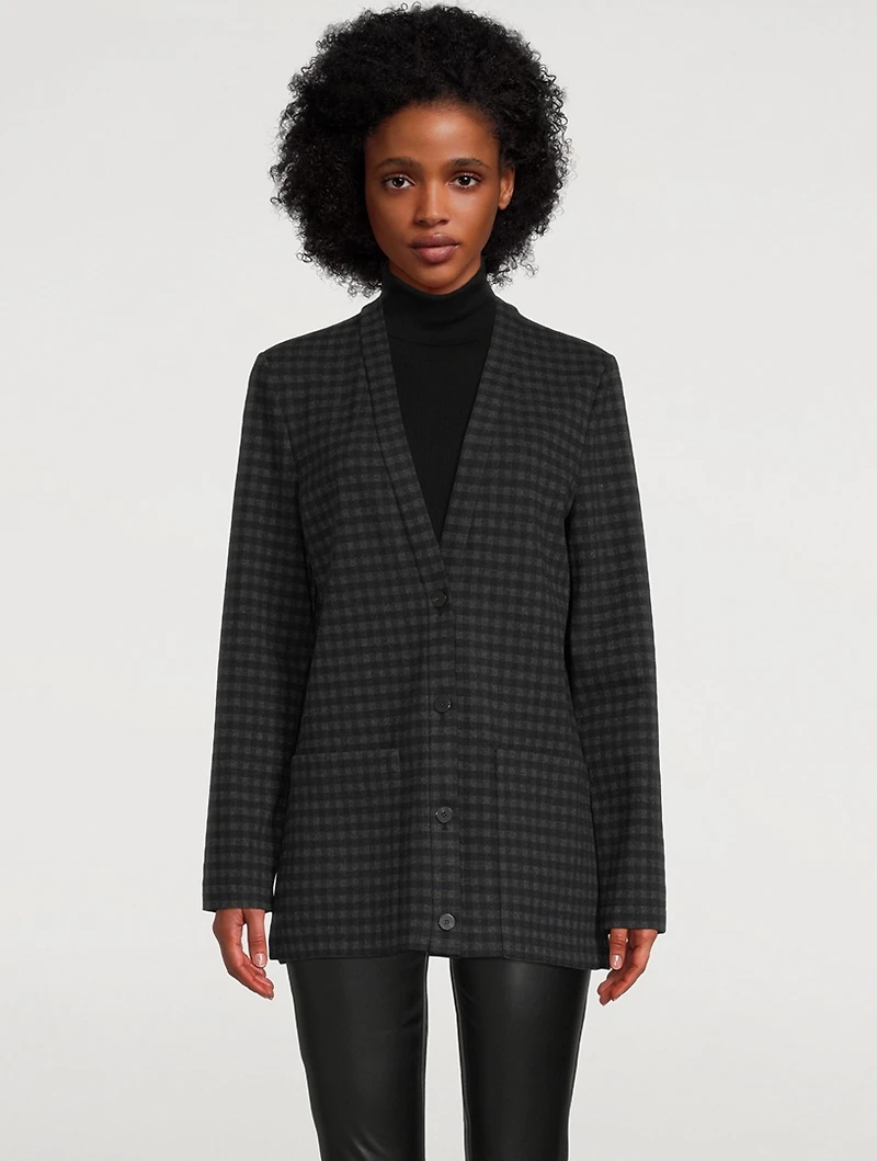 Slit Cardigan Gingham
