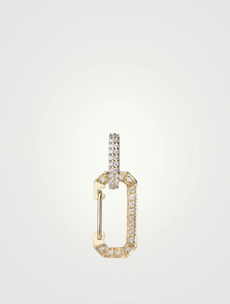 Chiara 18K Gold Carabiner Earring With Diamonds