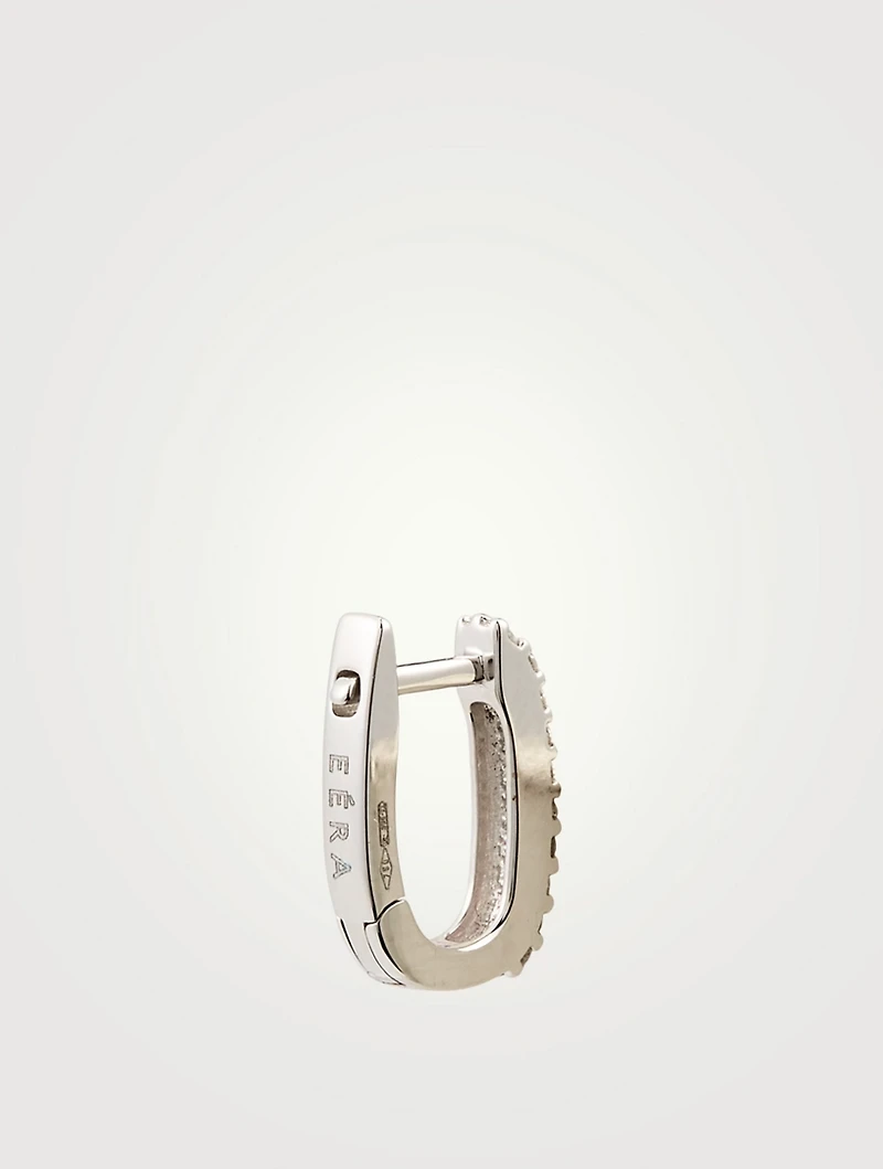 Chiara 18K White Gold Small Carabiner Earring With Diamonds