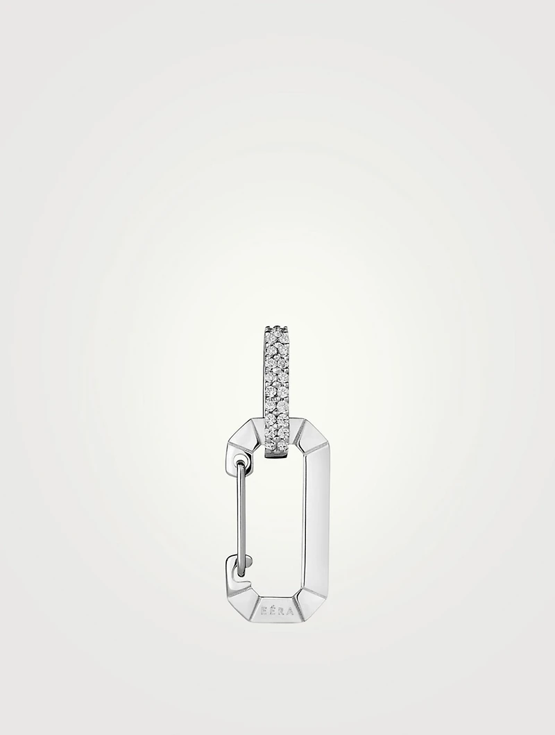 Chiara 18K White Gold Small Carabiner Earring With Diamonds