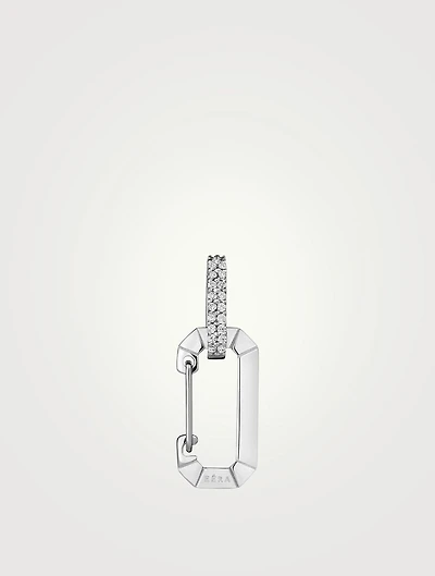 Chiara 18K White Gold Small Carabiner Earring With Diamonds