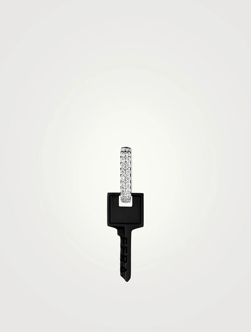 Small 18K White Gold Plated Key Earring