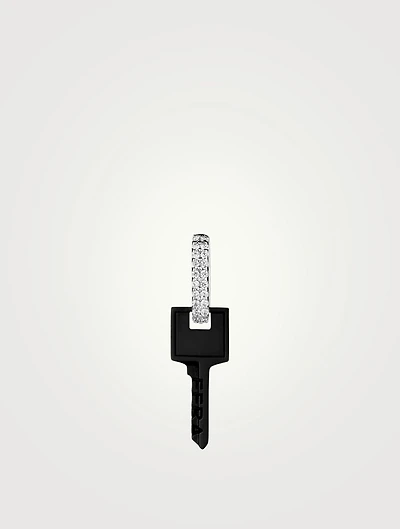 Small 18K White Gold Plated Key Earring