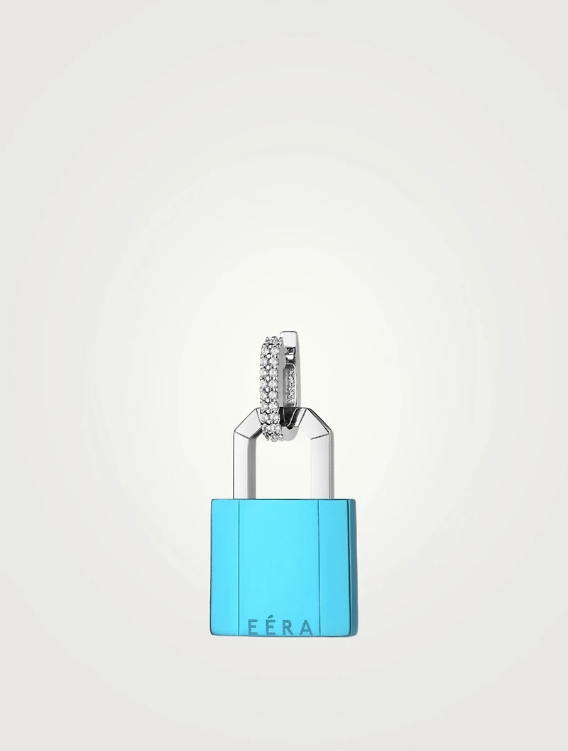 Small 18K White Gold Plated Lock Earring