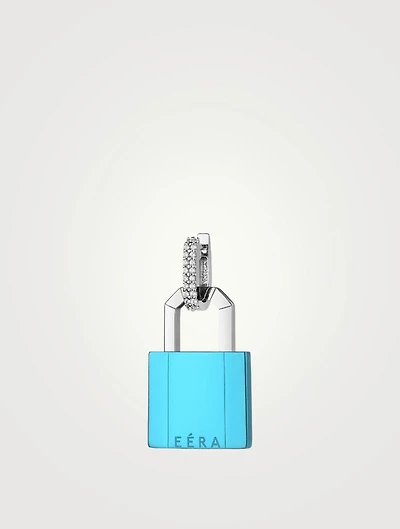 Small 18K White Gold Plated Lock Earring