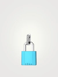 Small 18K White Gold Plated Lock Earring
