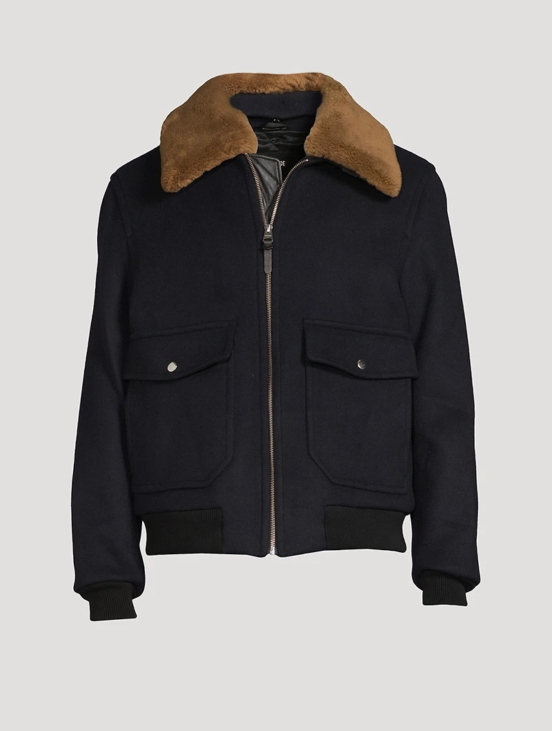 Theo Shearling-Trimmed Bomber Jacket
