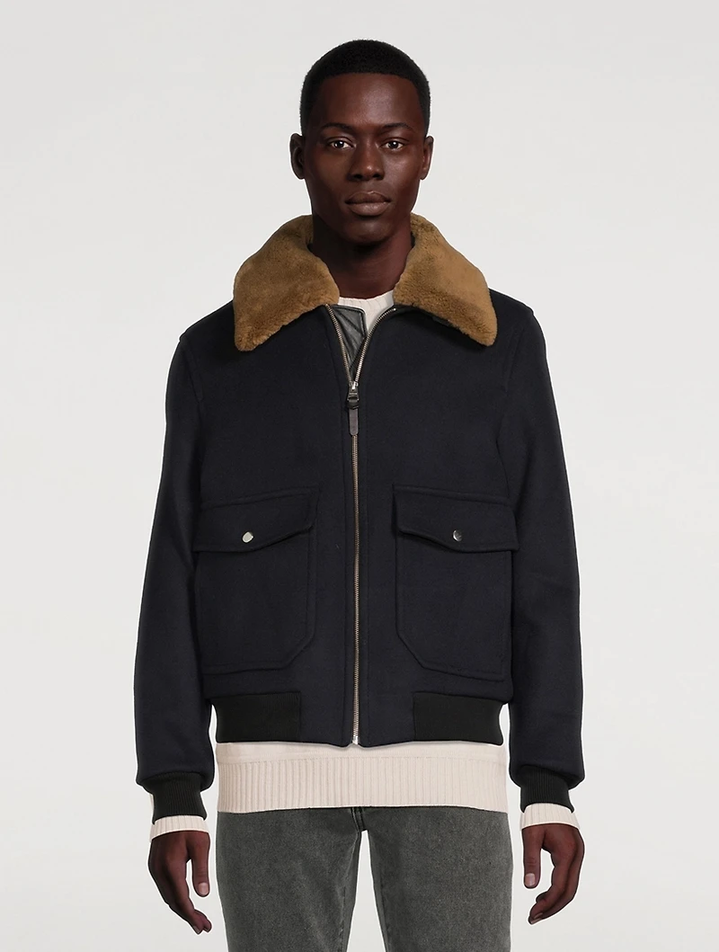 Theo Shearling-Trimmed Bomber Jacket