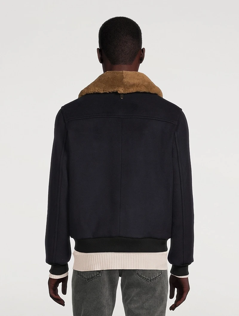 Theo Shearling-Trimmed Bomber Jacket