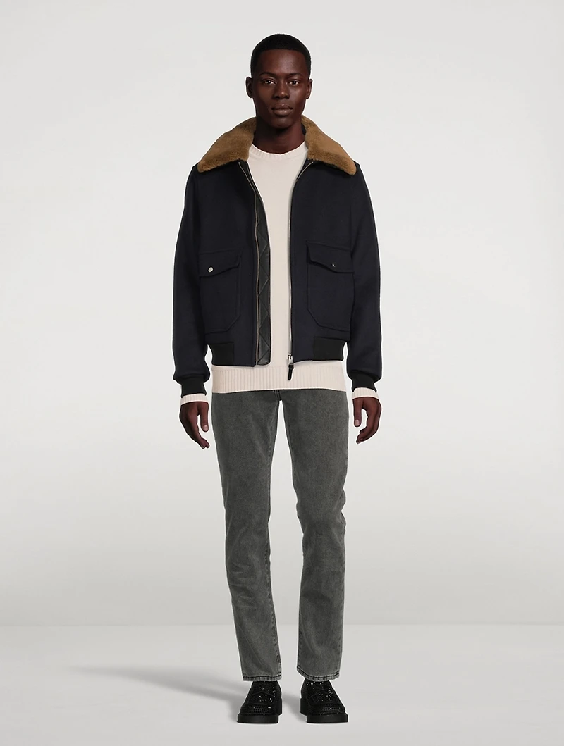 Theo Shearling-Trimmed Bomber Jacket