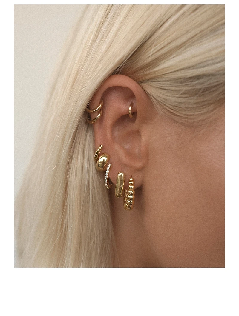 Art Deco Huggie Hoop Earrings
