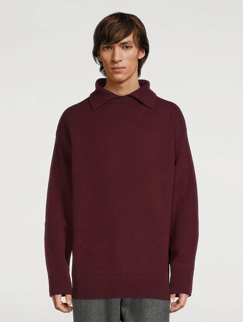 Wool And Cashmere Split-Neck Sweater