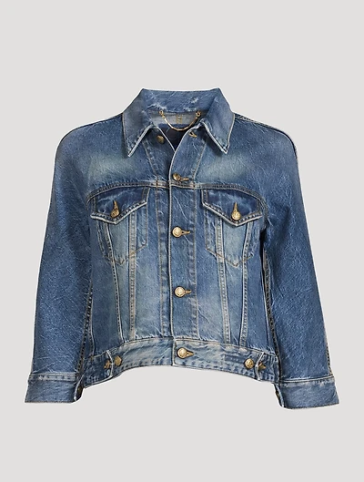 Cropped Raglan Denim Jacket