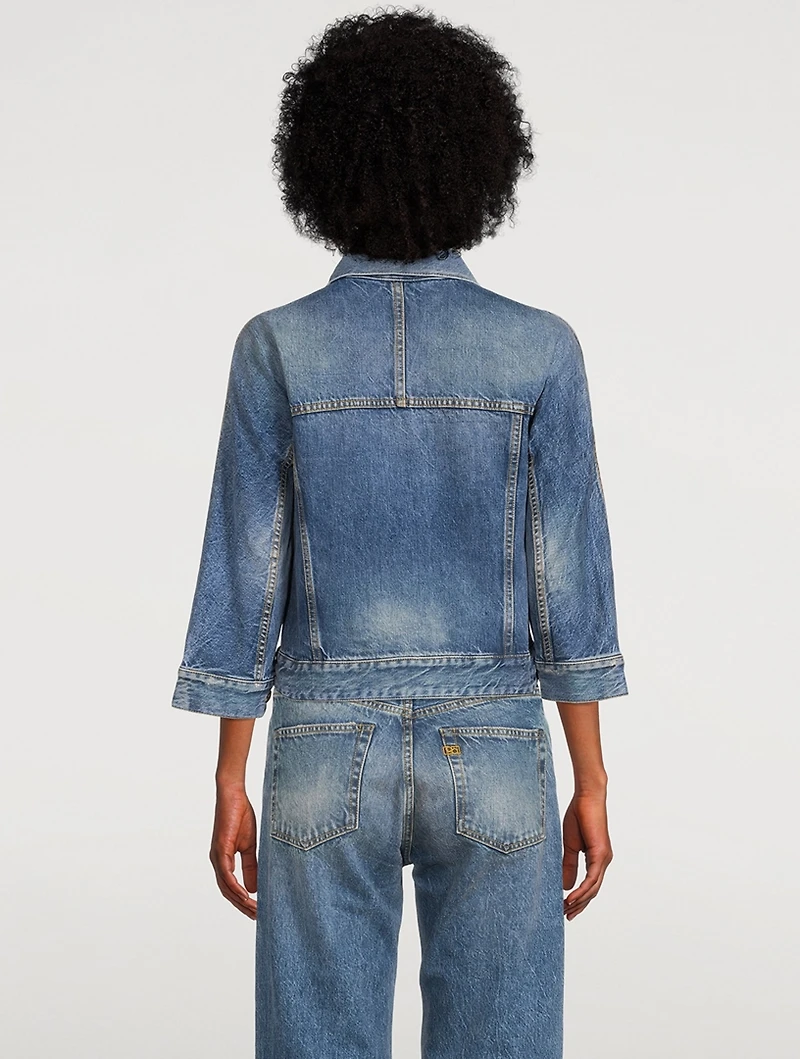 Cropped Raglan Denim Jacket