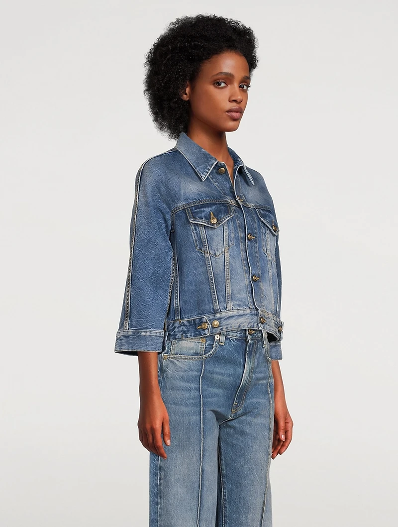 Cropped Raglan Denim Jacket