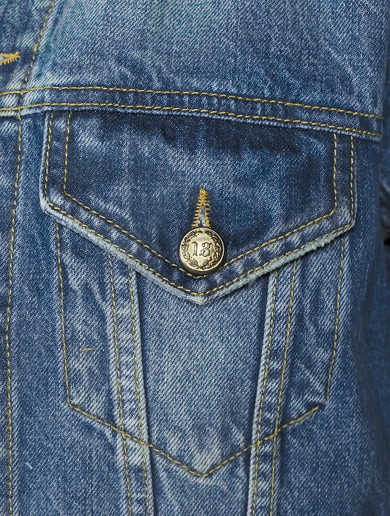 Cropped Raglan Denim Jacket