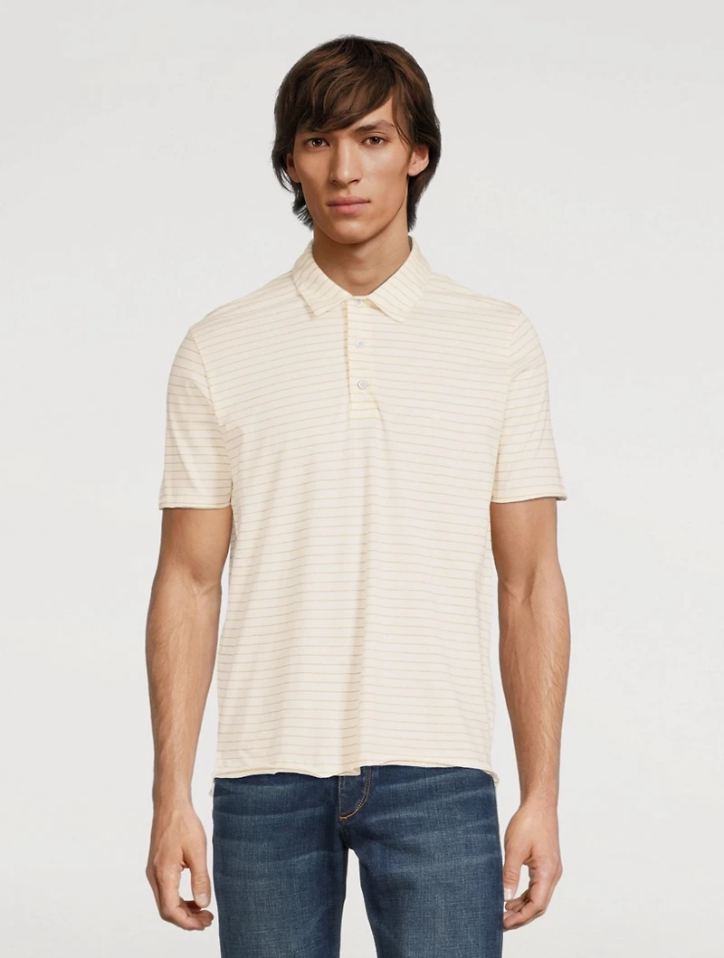 Undyed Jersey Polo Shirt Striped Print