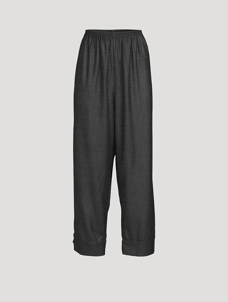 Wool And Silk Straight-Leg Pants With Cuff Detail