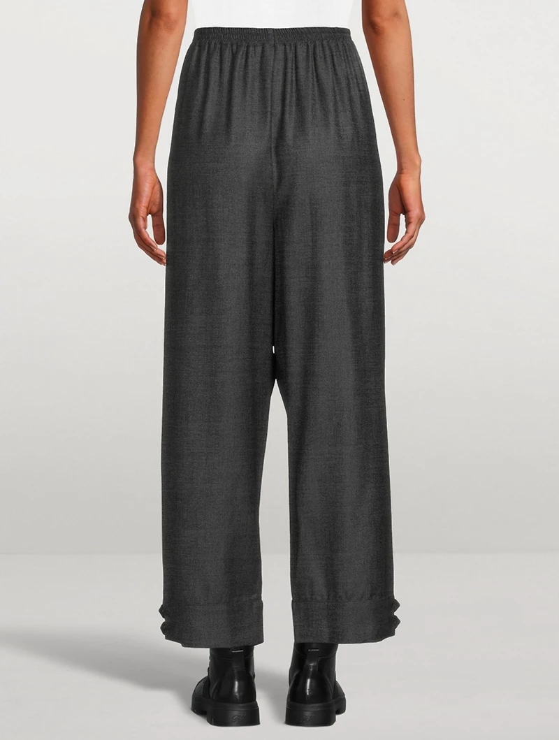 Wool And Silk Straight-Leg Pants With Cuff Detail