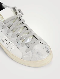 John Perforated Leather Sneakers With Metallic Python Tab