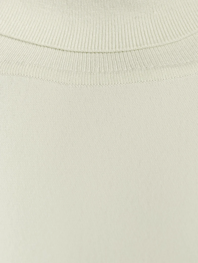 Roll-Neck Crepe Sheath Dress