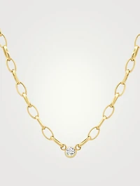 Edith 18K Small Link Necklace With Diamond