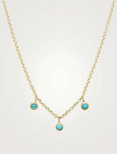 Mini 18K Turquoise Bezel Dangle Necklace