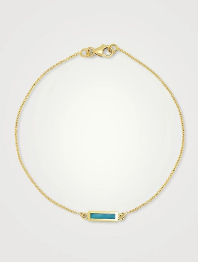Turquoise Inlay Short Bar Bracelet