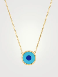 Mini 18K Evil Eye Turquoise And Lapis Necklace